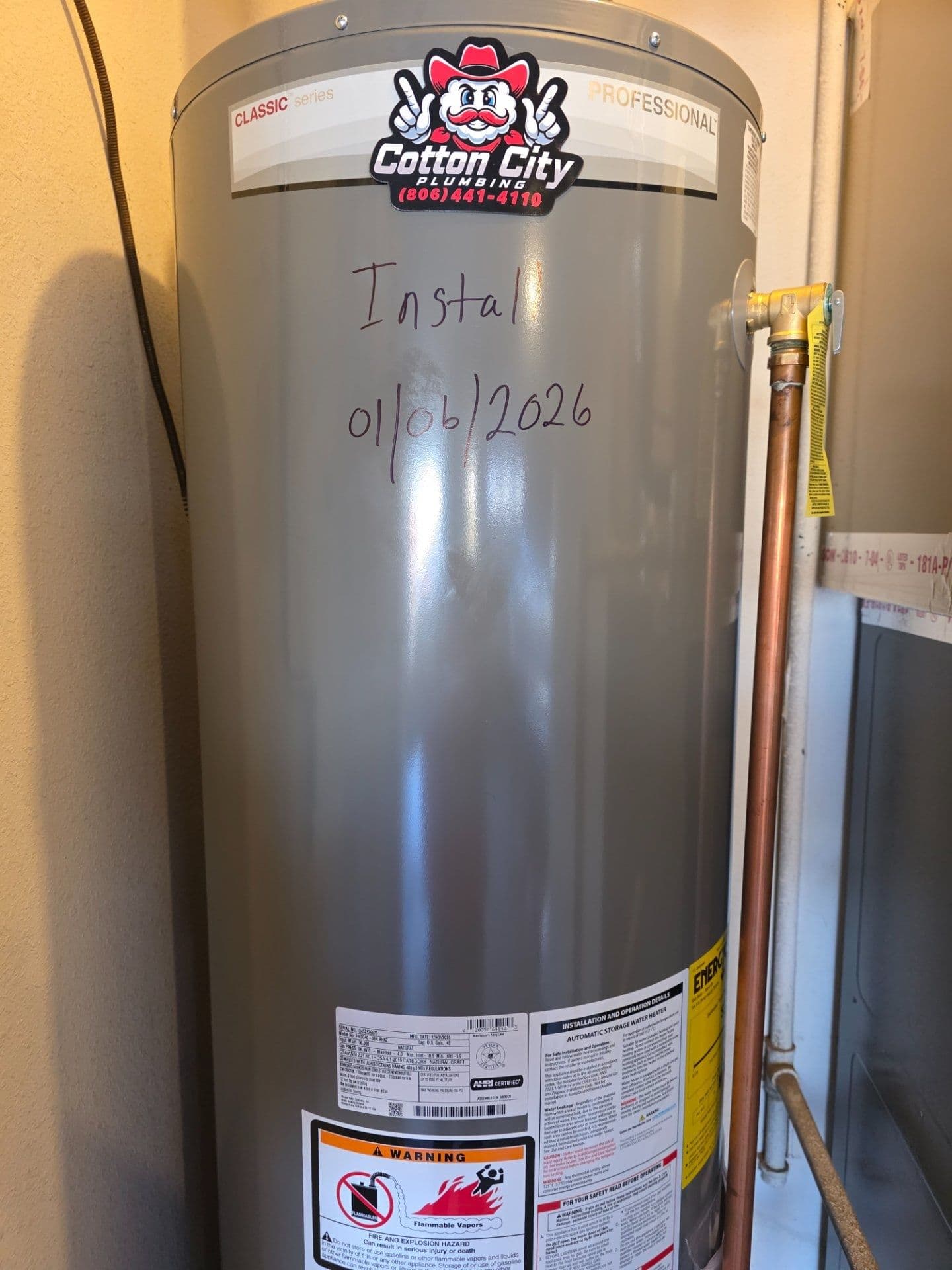 Project 50-Gallon Gas Water Heater Replacement in Lubbock's Lakeridge Area image