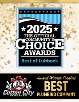 2025 Community Choice Awards certificate for Cotton City Plumbing as Best Plumbing Company.